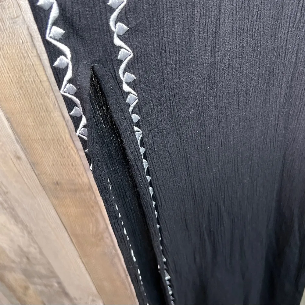 American Rag Size 3X Black Jumpsuit w/White Embroidered Design with Wide Legs - Image 7