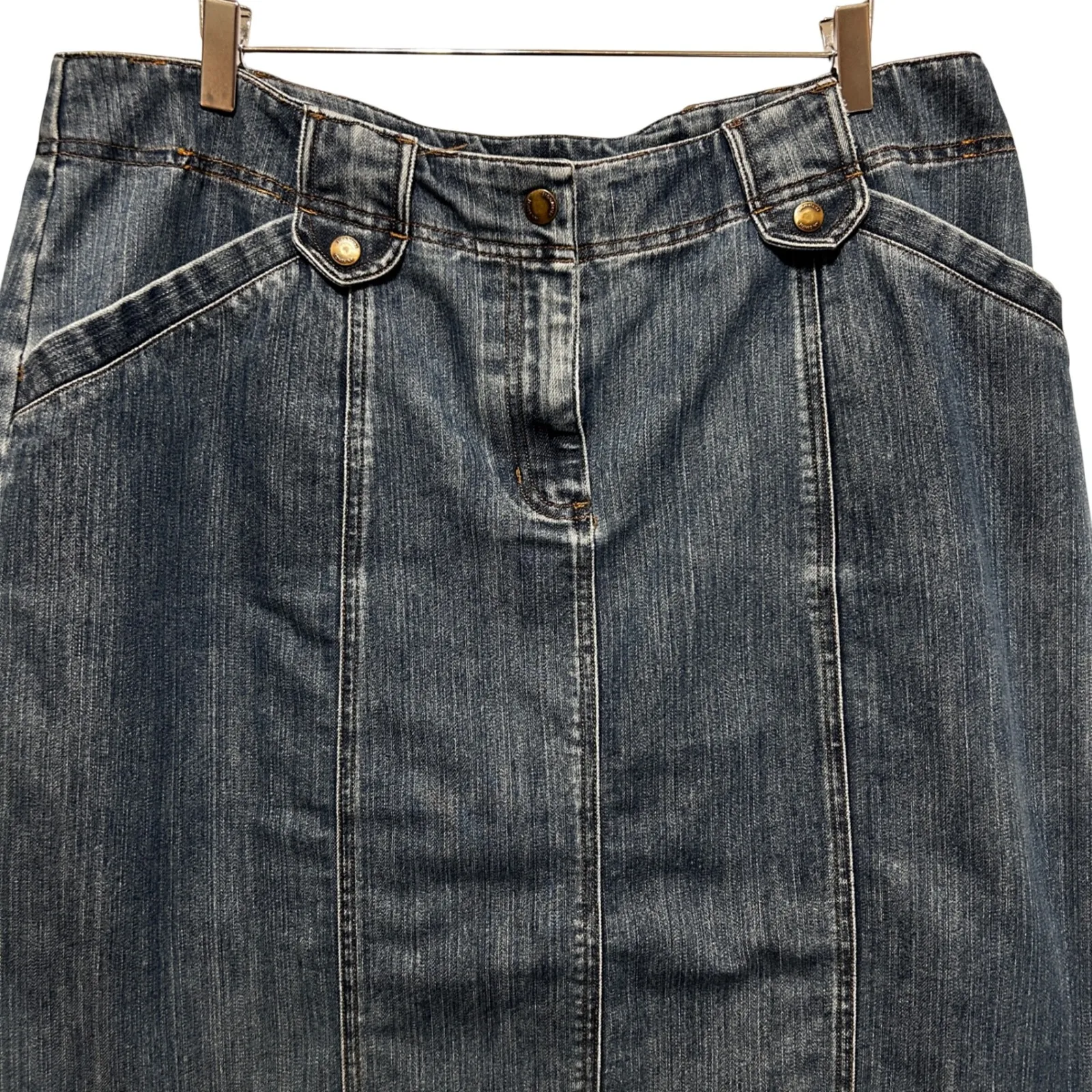 Jones New York Signature Womens Denim A Line Skirt 16W Blue Stretch Western - Image 3
