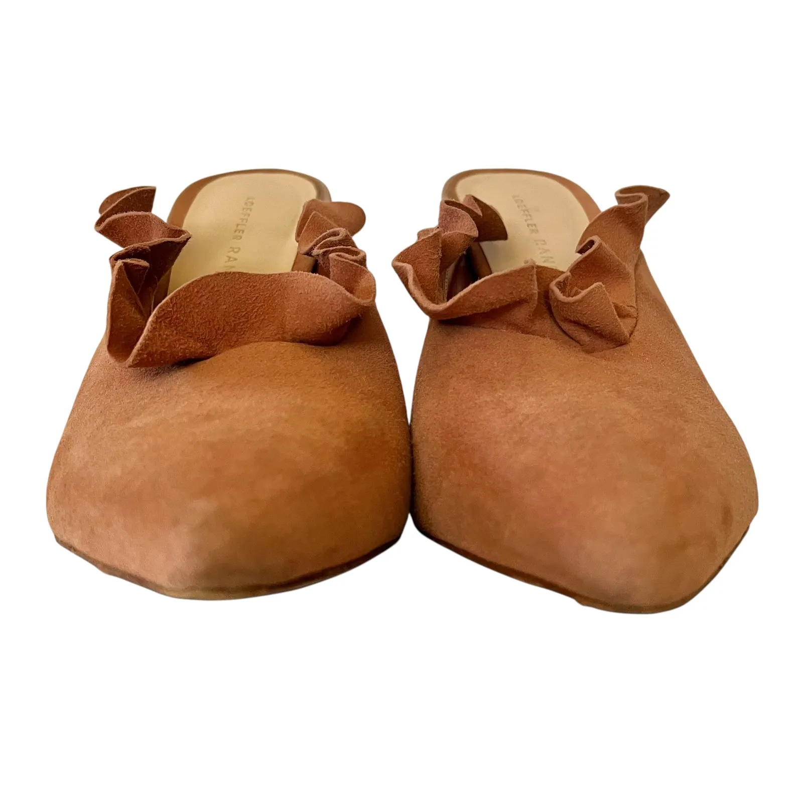 Loeffler Randall Langley Dusty Rose Kid Suede Leather Ruffle Mule Heels - Image 9