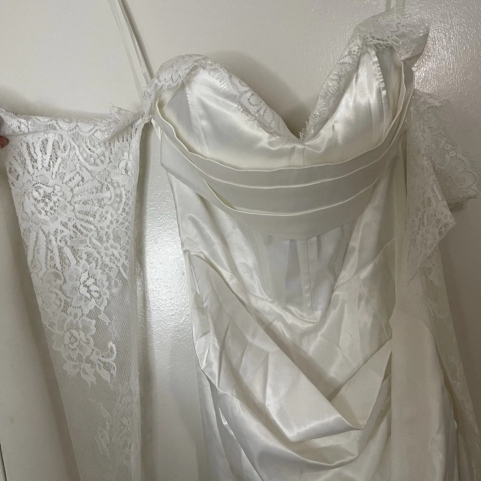 NEW! Selfie Leslie Shanice Lace Trim Sweetheart Midi Dress White slbd3366 Small - Image 5