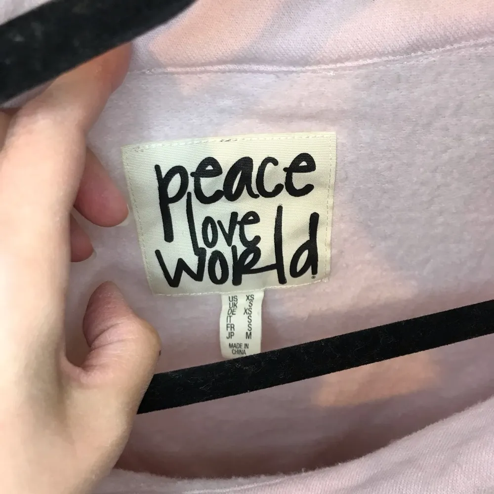 Peace Love World pink sweater Asymmetrical Neck Sweater XS  raw hem - Image 4