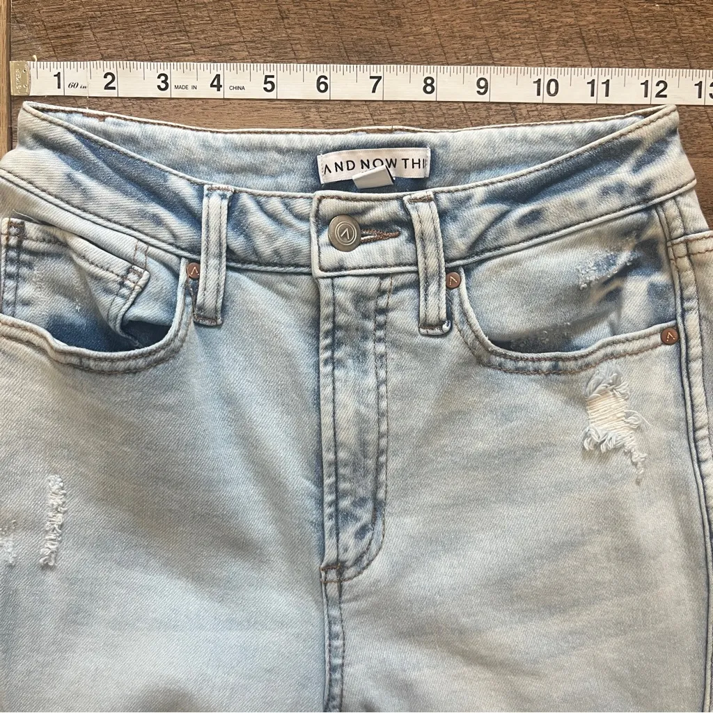 And Now This Womens Jeans Size 27 Light Wash Slide Ankle Slit Flare Raw Hem Blue - Image 4