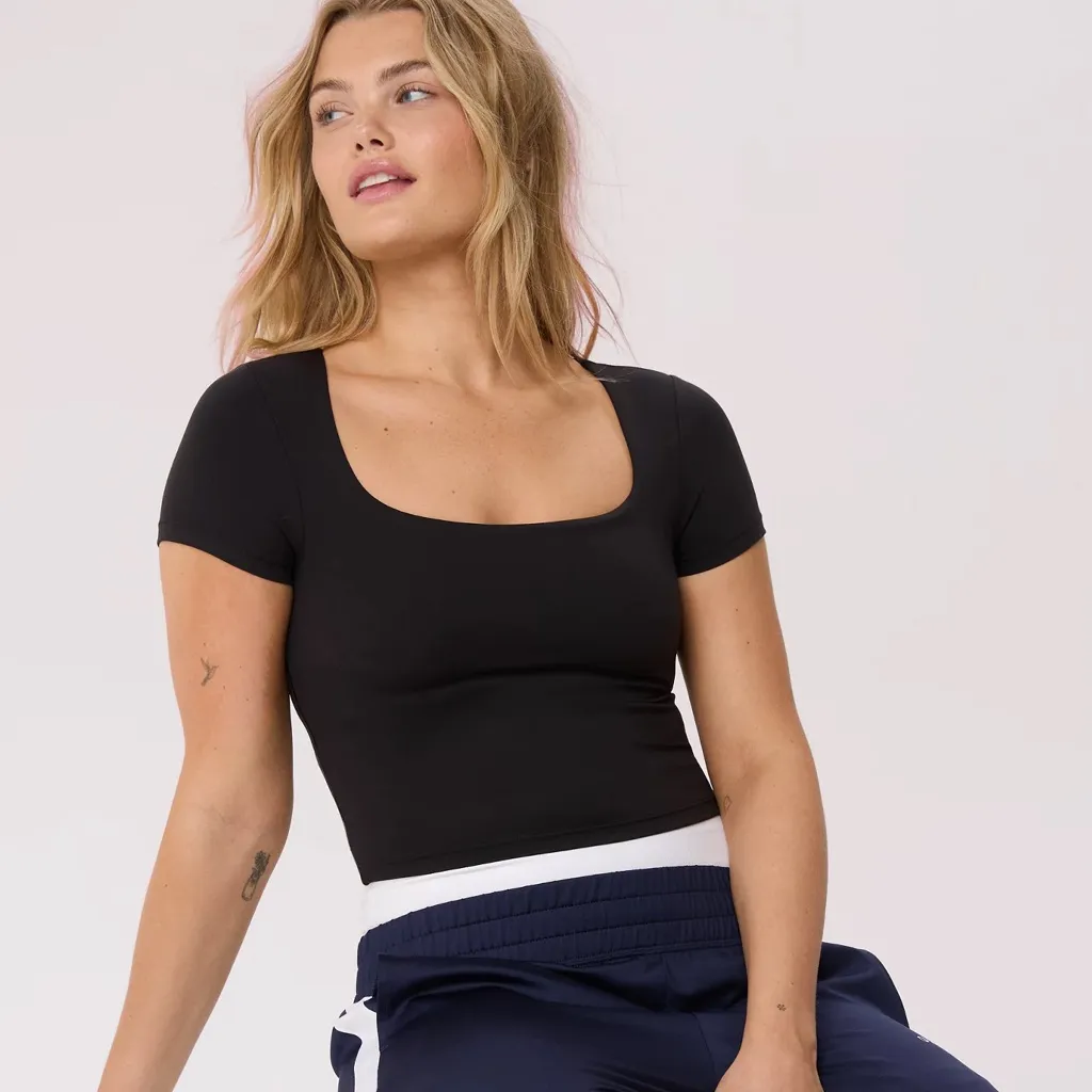 Offline by Aerie Pink Real Me Square Neck Tee Women’s Size M Crop Top - Image 8