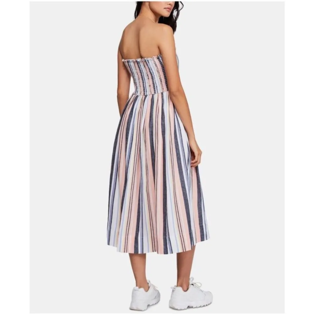 Free People Lilah Pleated Tube Striped Midi Dress XS NWT - Image 8