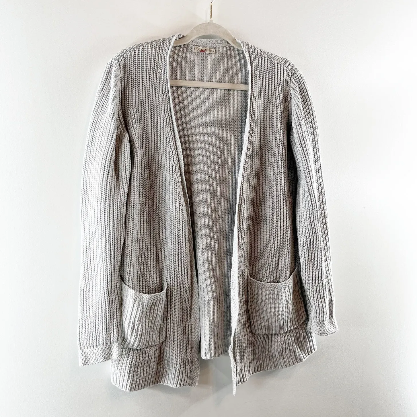 Faherty Cotton-Cashmere Long Sleeve Open Front Lumi Cardigan Sweater Gray XS - Image 2