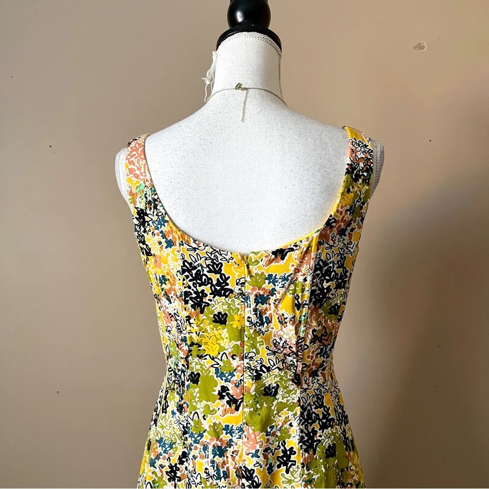 NINE WEST | Yellow Floral Fit & Flare Cocktail Dress Sz 6 - Image 6