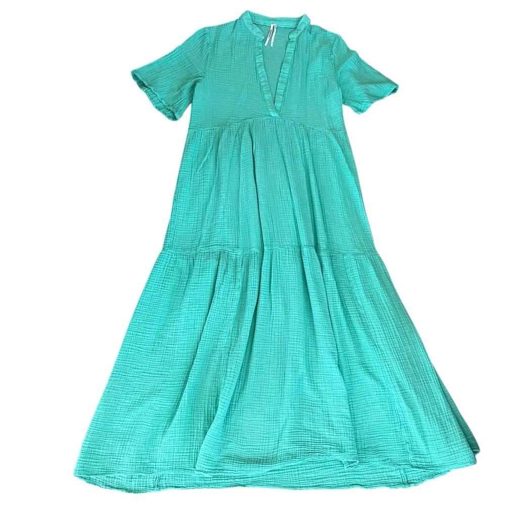 Anthropologie Women’s The Kallie Flowy Tiered Gauzy Maxi Dress in Turquoise Teal - Image 11