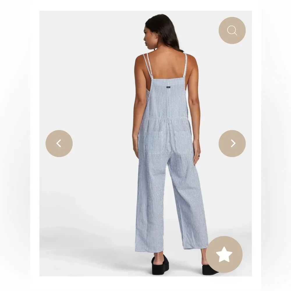 RVCA Zika jumper Blue Striped Overalls COVERUP jumpsuit XS - Image 2