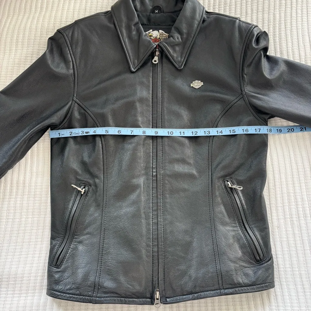 Harley Davidson Leather Motorcycle Women's Fitted Jacket Large Back Logo Size M Black Size M - Image 14