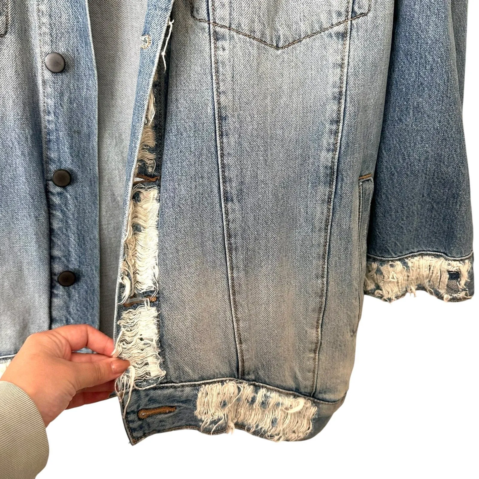 One Teaspoon  Premium Distressed Oversized Denim‎ Jacket Small - Image 4