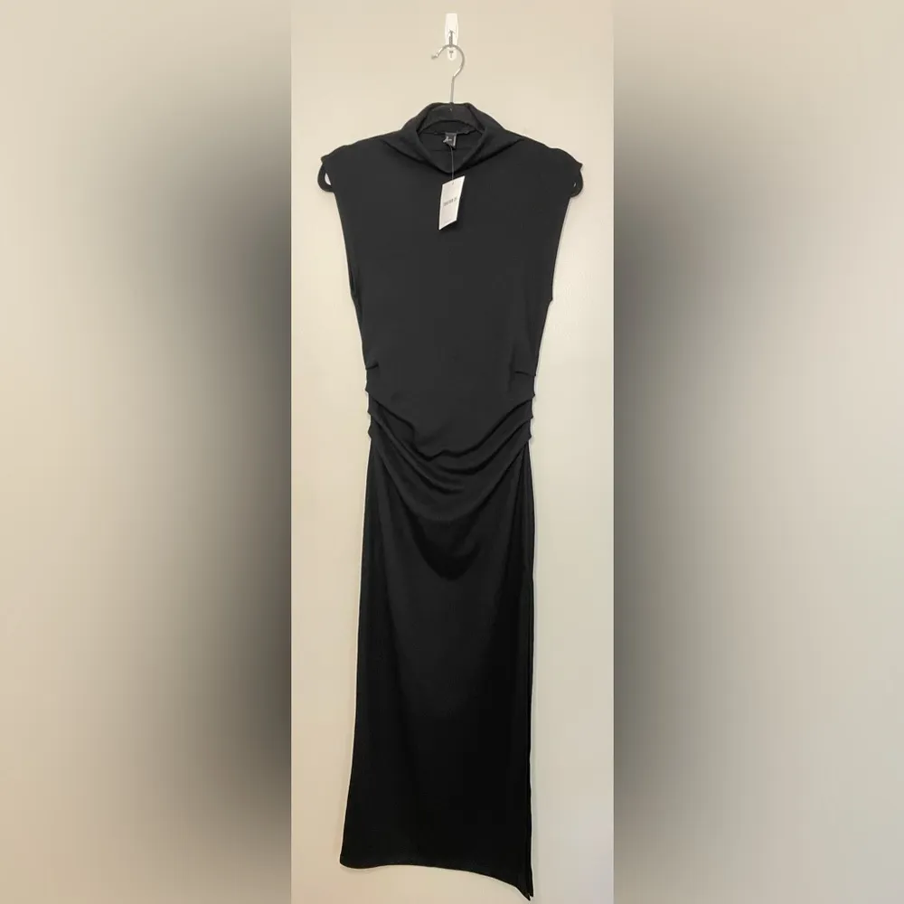 Forever 21 Sleeveless Mock Neck Ruched Maxi Dress, Black, Size M, NWT - Image 2