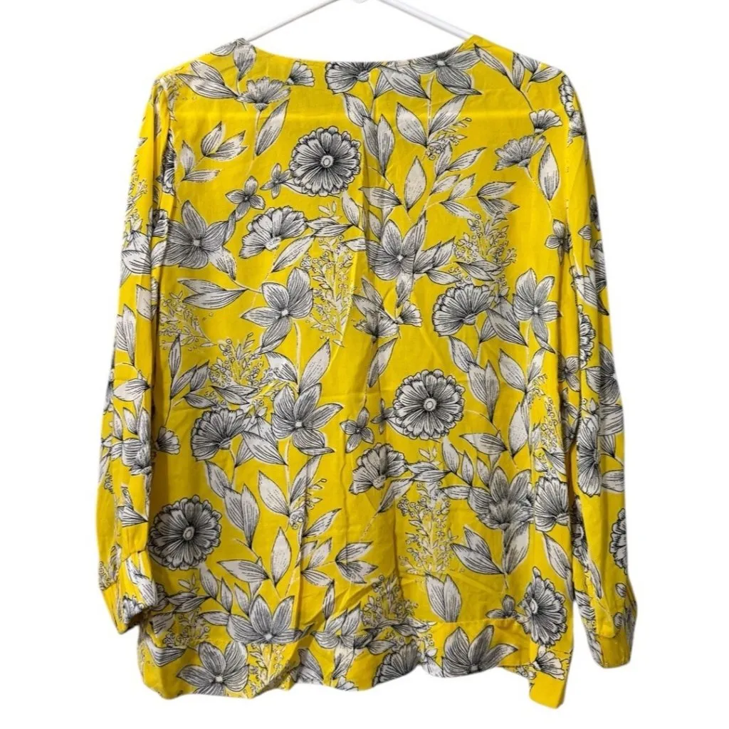A New Day Women Shirt Size Medium Long Sleeve Floral Rayon Boho Lightweight City - Image 2