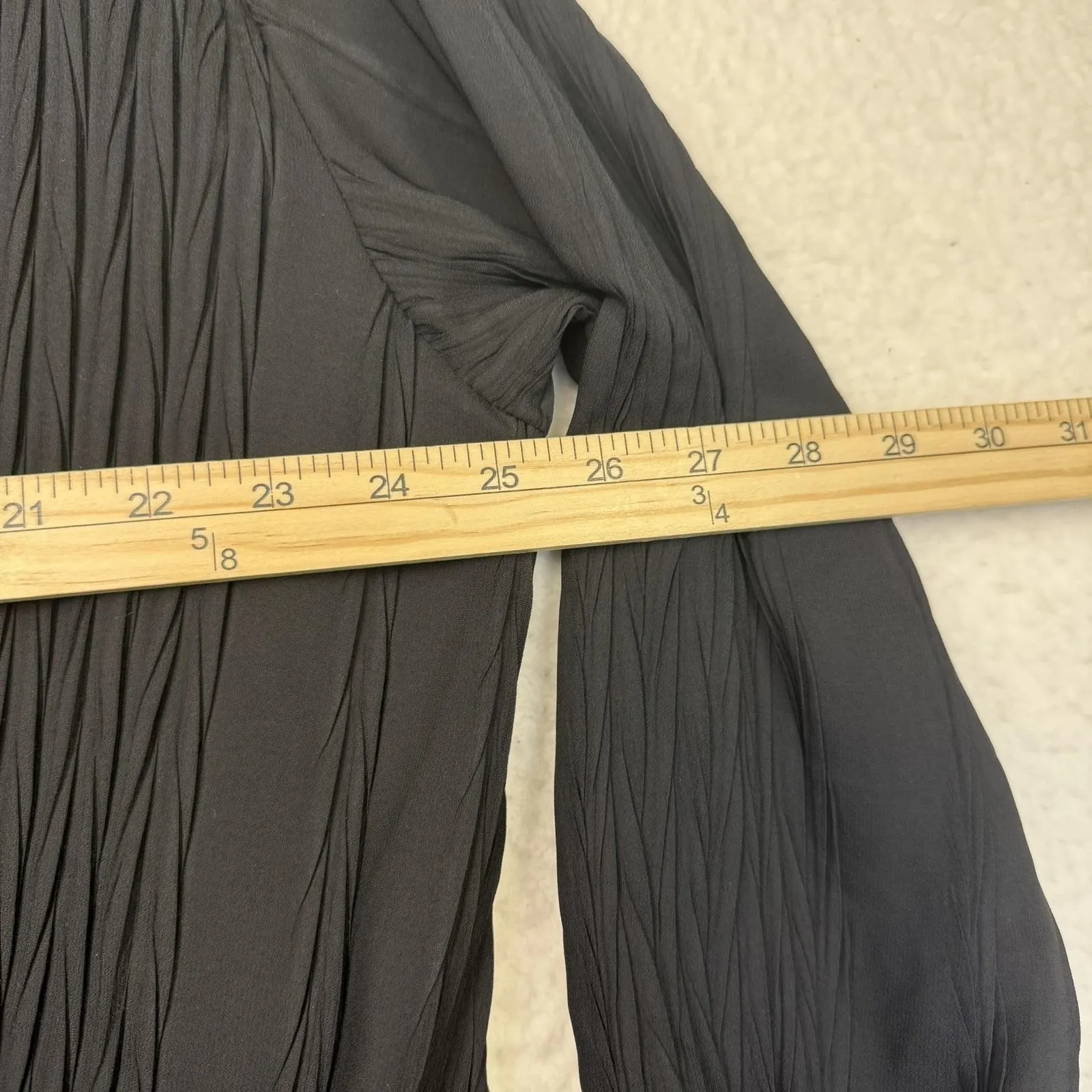 PrettyLittleThing‎ Dress Black Textured Gathered Long Sleeve Maxi Shirt Plus 20 - Image 6