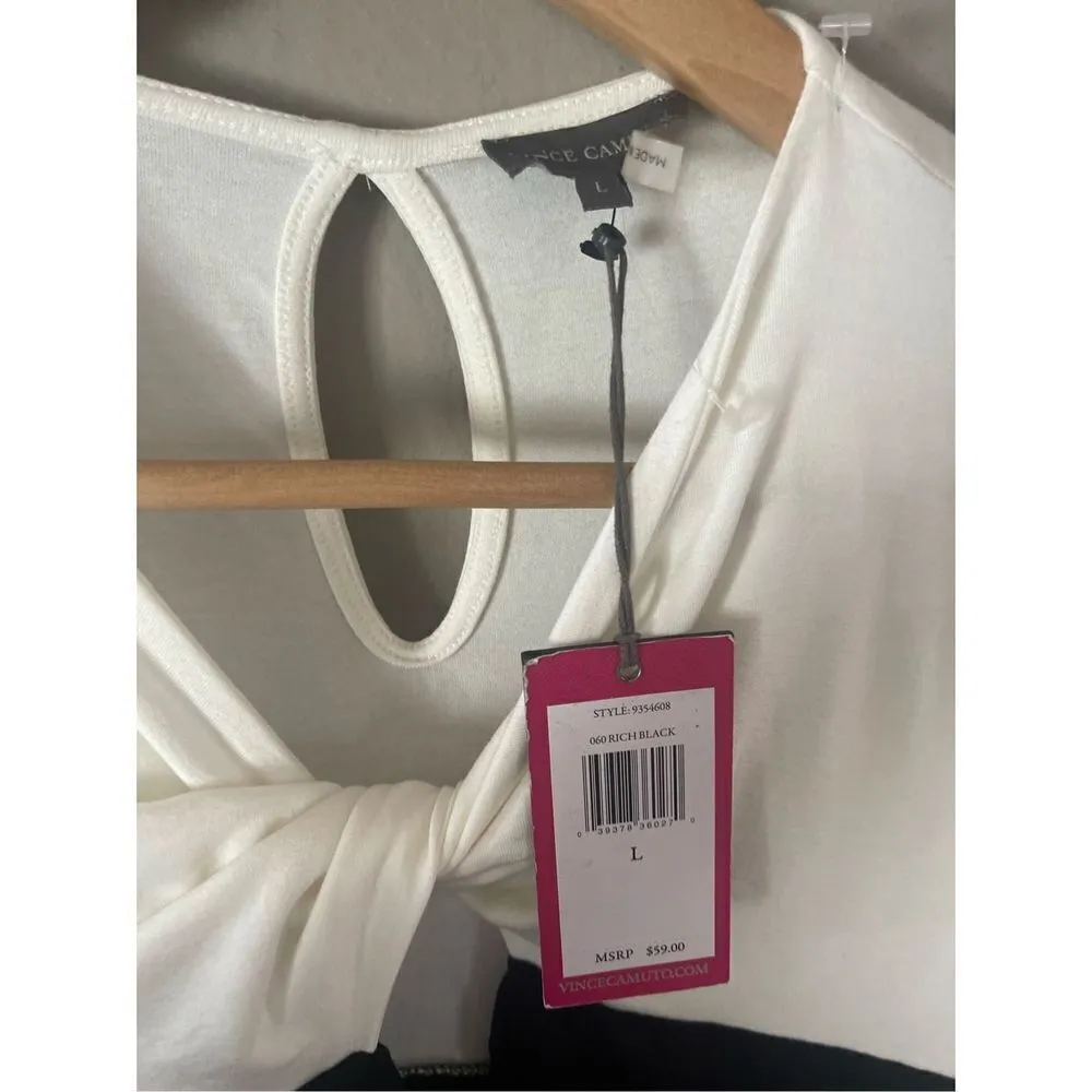 Vince Camuto Sleeveless Black White Classic Summer Top new Lg - Image 6