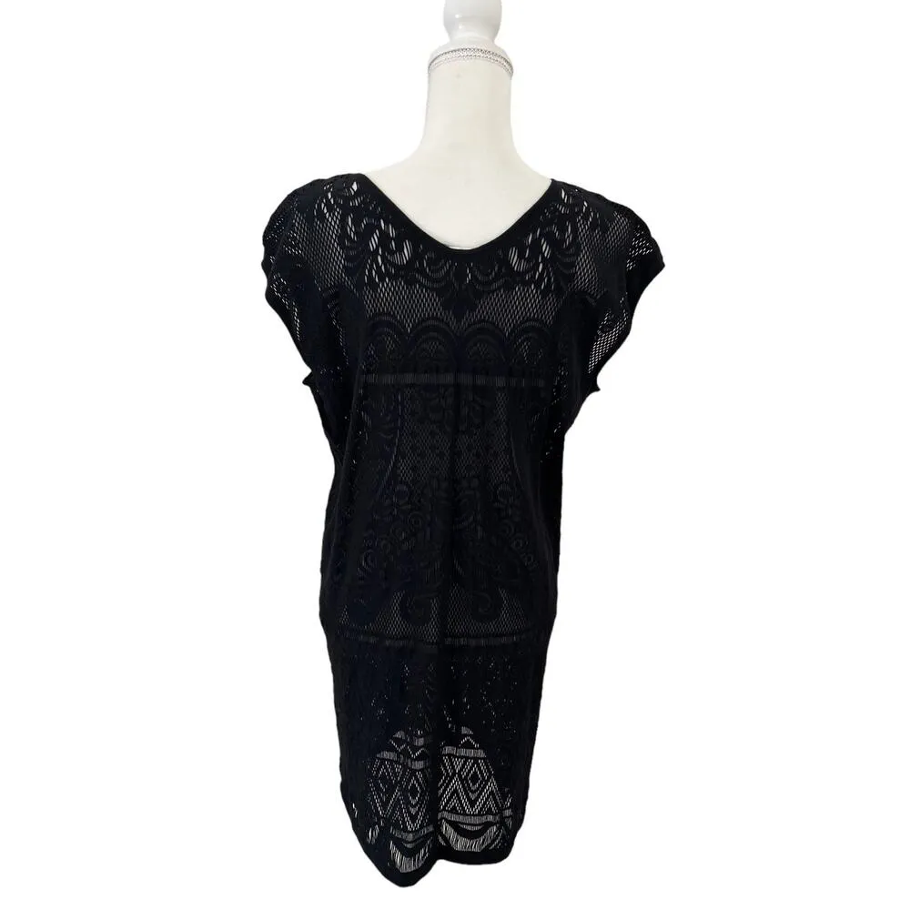 JETS Swimwear by Jessika Allen Intrigue Black Cover Up Dress Size 10 Medium - Image 4