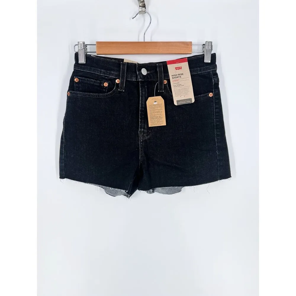 NWT Levi’s Frayed Hem High Rise Shorts in Lunar Black Size 27 - Image 2