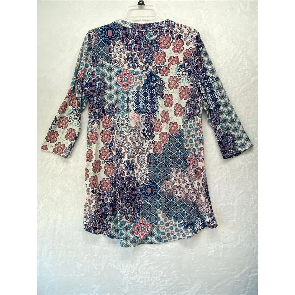 SERENGETI Multicolor‎ Long Sleeve Pullover Women Tunic Dress Sz L Size L - Image 7