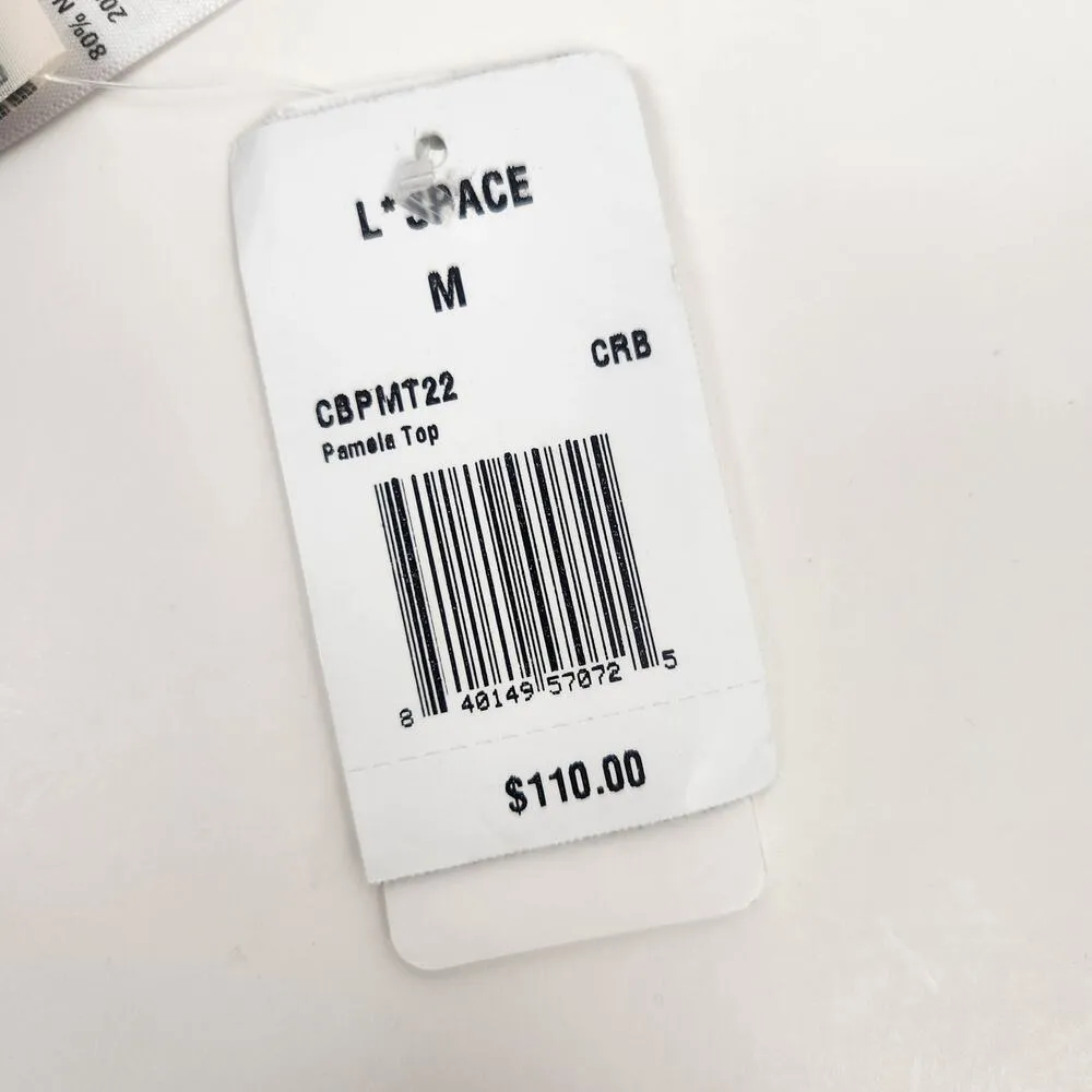 L*Space Pamela Bikini Top Racerback in Cream Black Size Medium NWT - Image 5