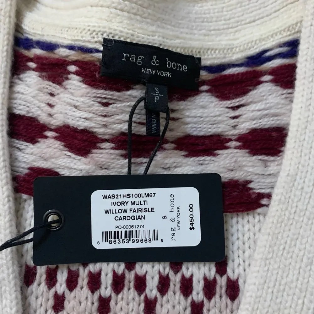 Rag & Bone cream and maroon cardigan sweater size S NWT - Image 7