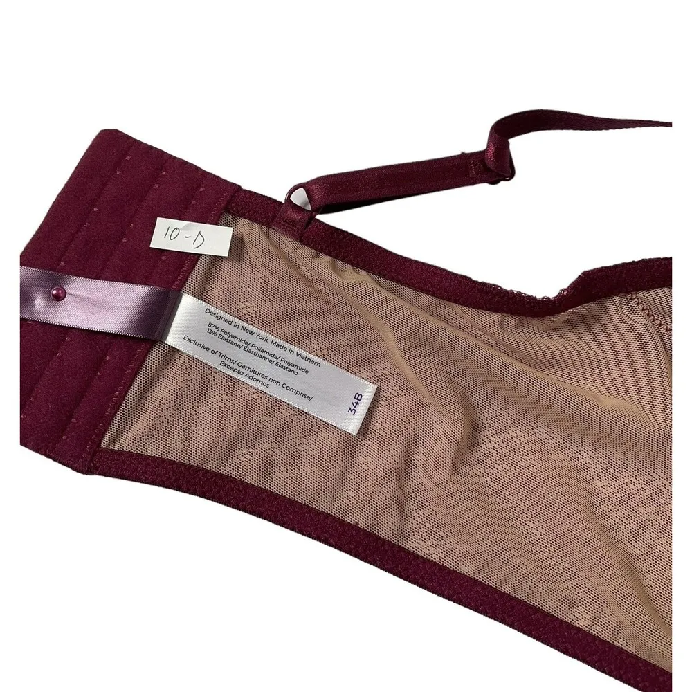 Adore Me Women Size 34B Bra Bralette Burgundy Lace NWT 10-D - Image 11