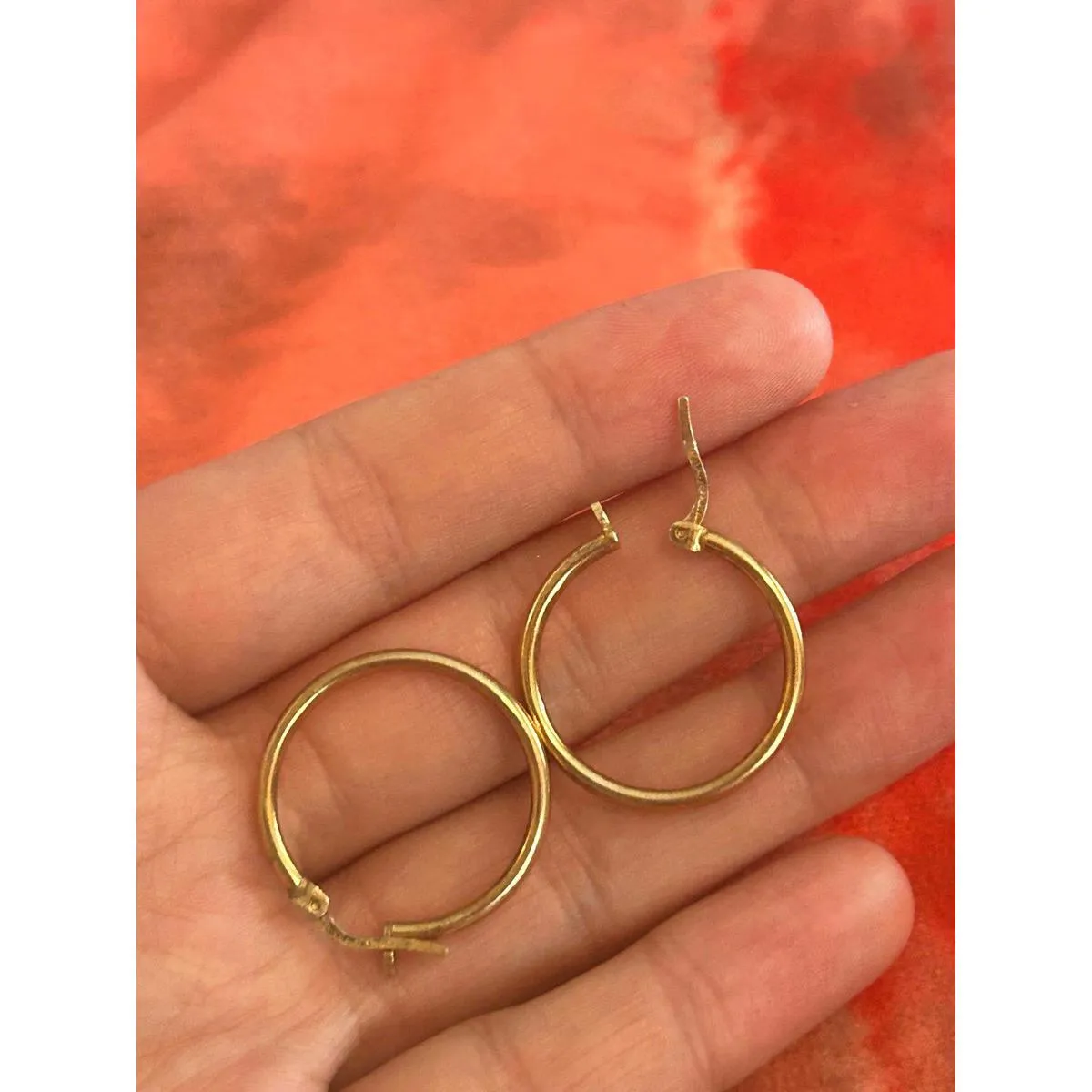 B272 hoops gold tone 925 sterling silver Orange - Image 3