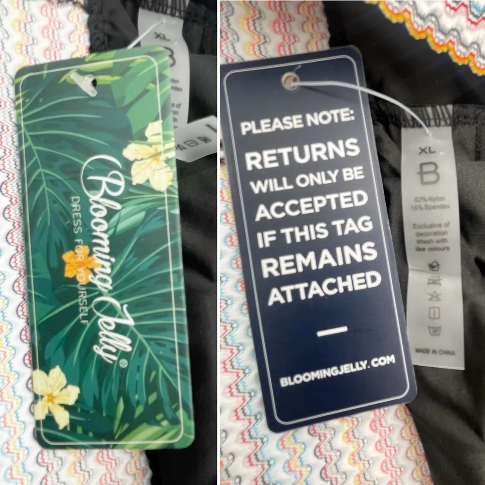 NWT Blooming Jelly Bikini Set Size XL Black High Waist Swimsuit Retro Stretch - Image 13