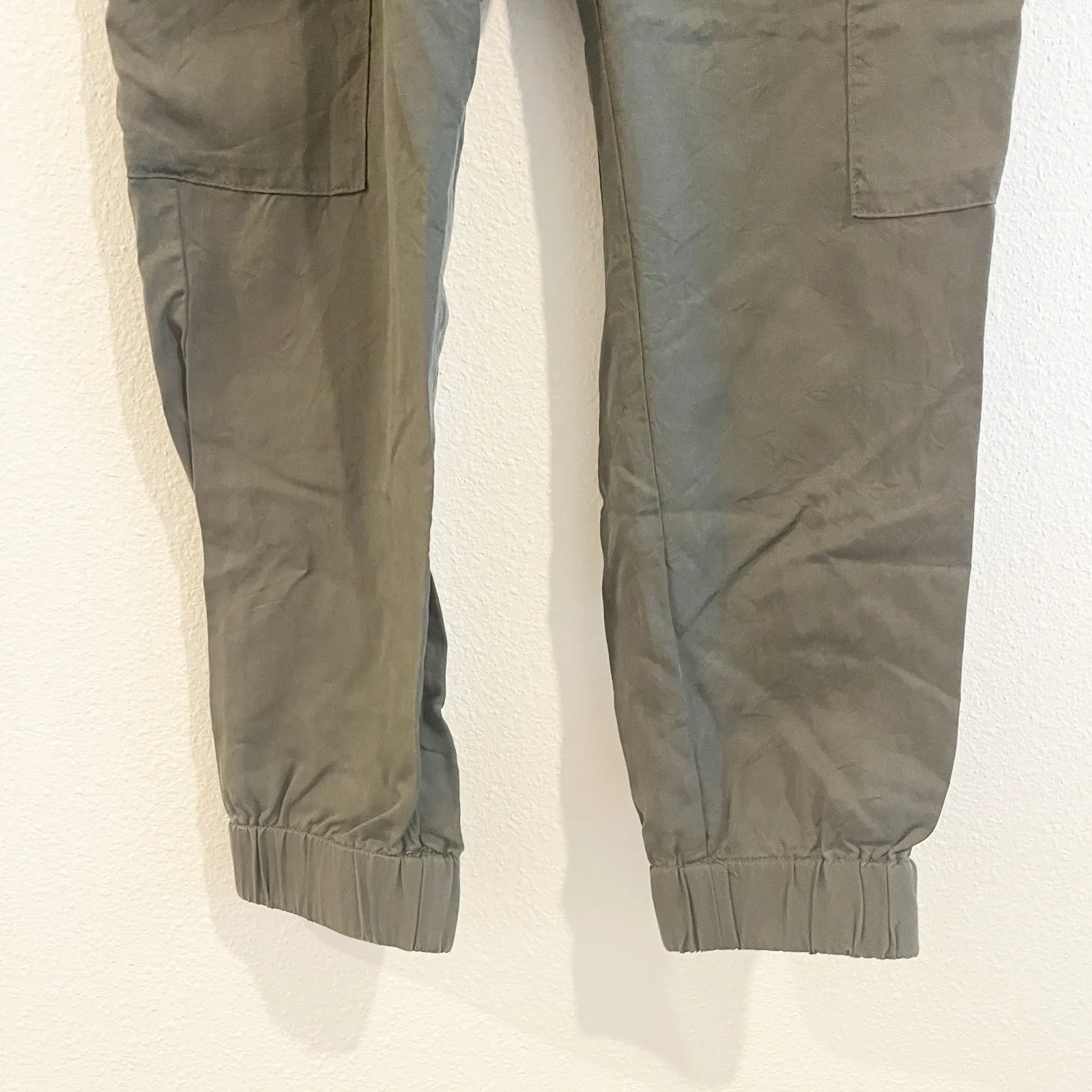 Banana Republic Women Cargo Jogger Pants Green Tencel Drawstring Size XS Utility - Image 6