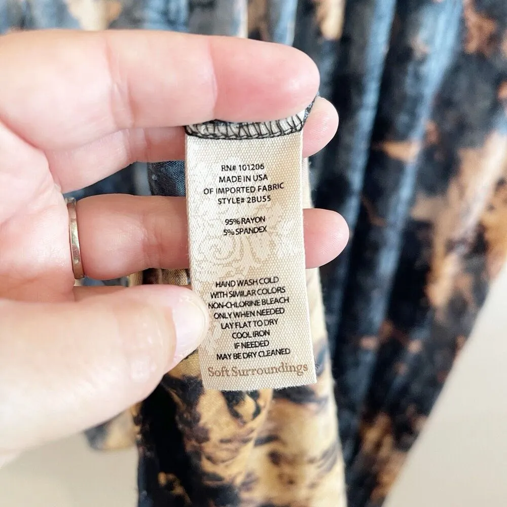 Soft Surroundings Dress Women Med Blue Tie Dye Maxi Ruched Waist Stretch Comfort - Image 8