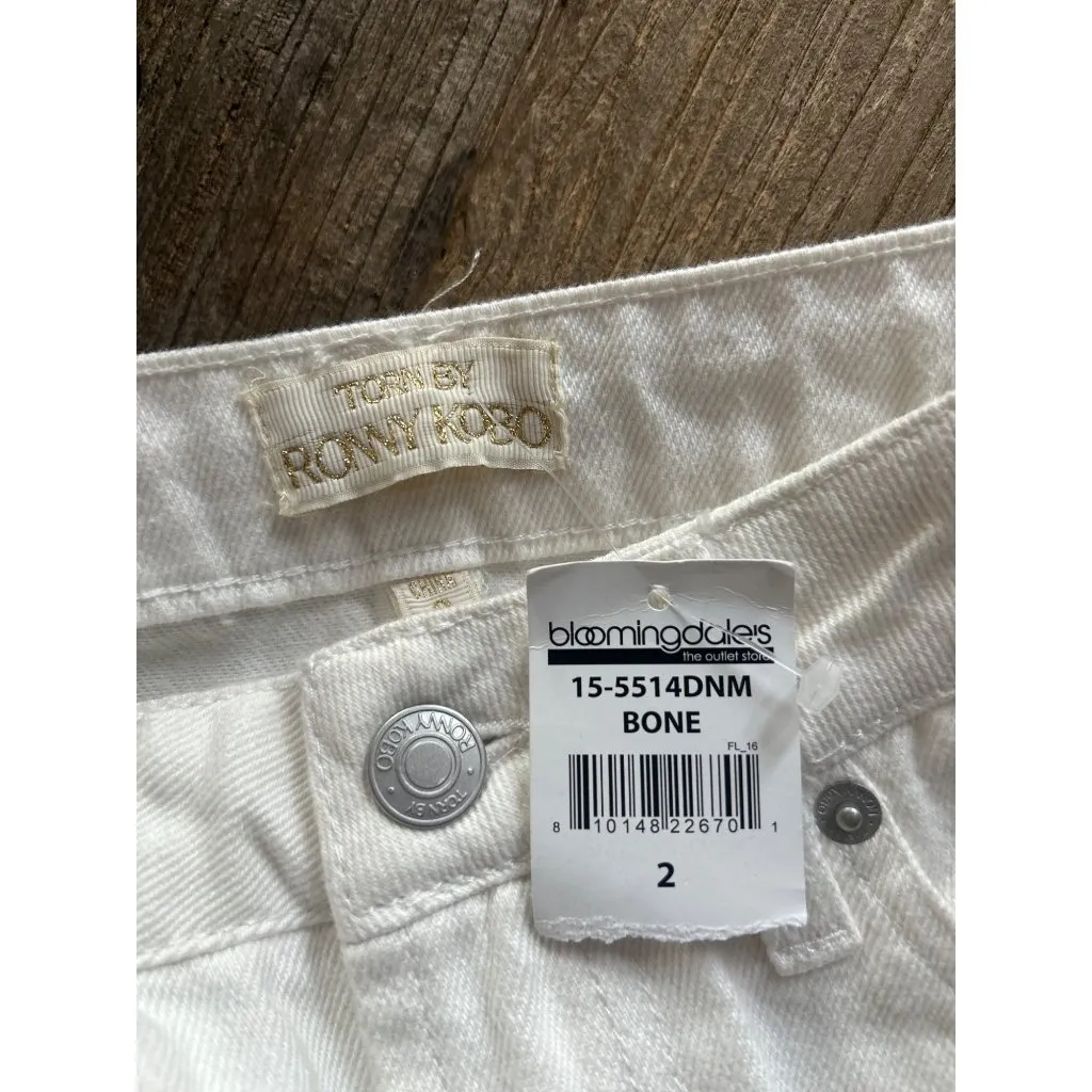 Torn by Ronny Kobo Ezra Denim Midi Skirt White Womens Size 2 - Image 6