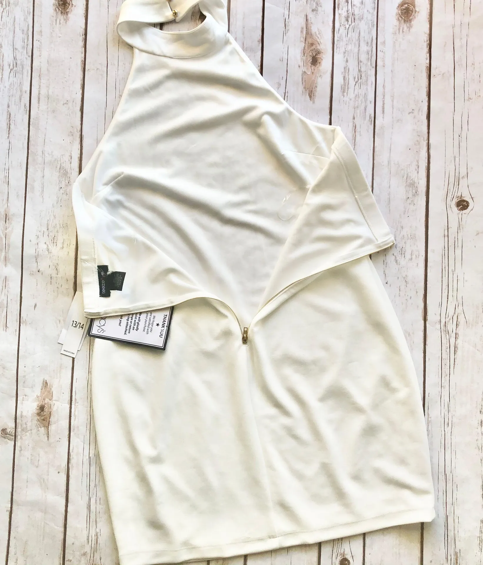 Teeze Me Cocktail Dress Cream Halter Mini Bodycon - Image 9