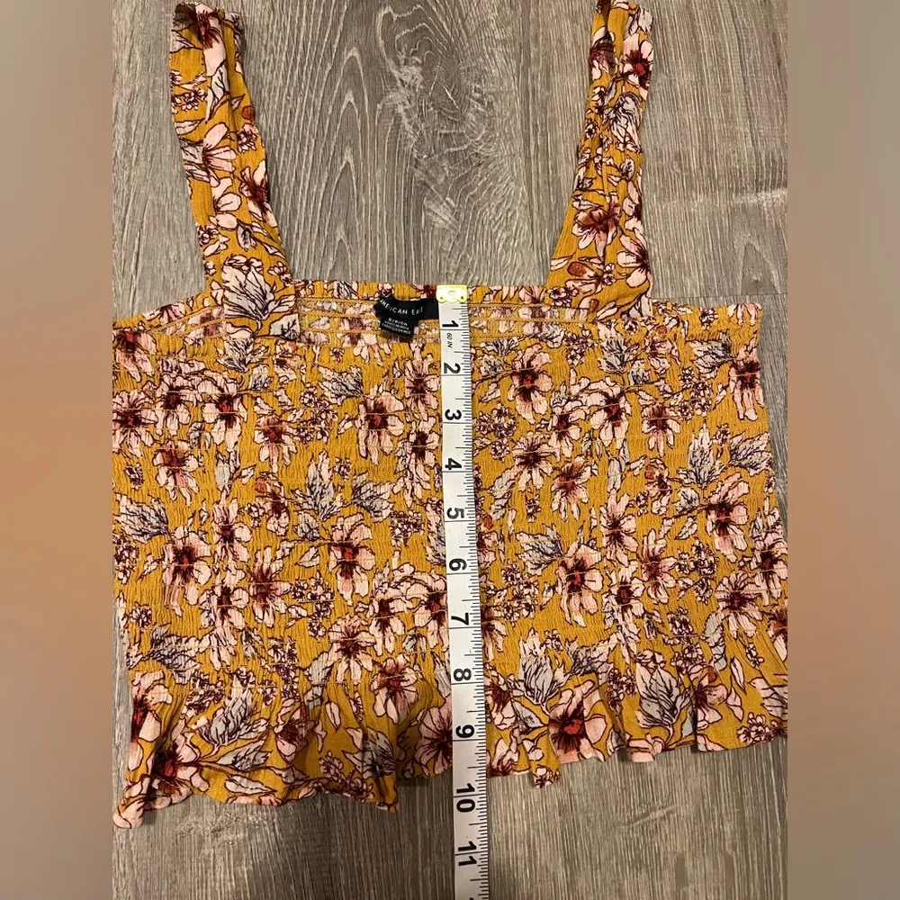 American Eagle Cropped Floral Sleeveless Shirt Smocked Tank Top Size S NWT Boho - Image 3