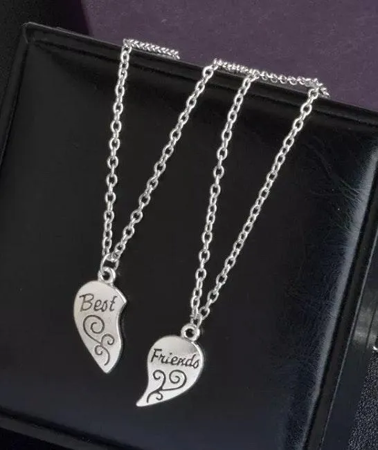 2pcs lovely best friends pendant necklac Silver - Image 5