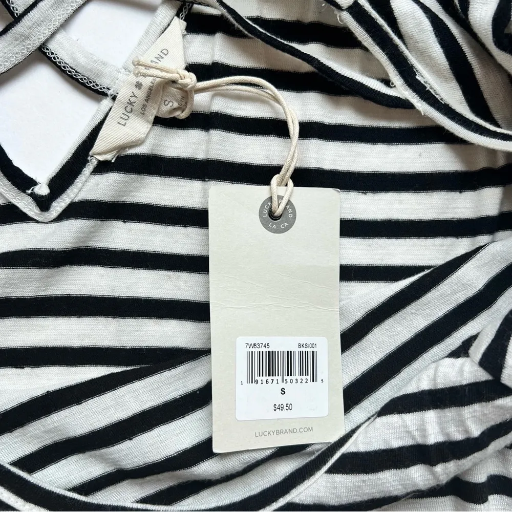 Lucky Brand Stripe Criss-Cross Back Peplum Top Small NWT - Image 5
