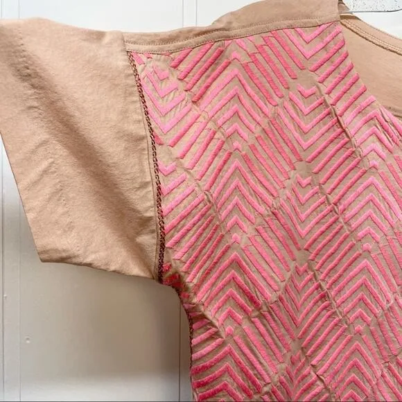 J. Crew‎ Embroidered Short Sleeve Top Size Small Pink - Image 4