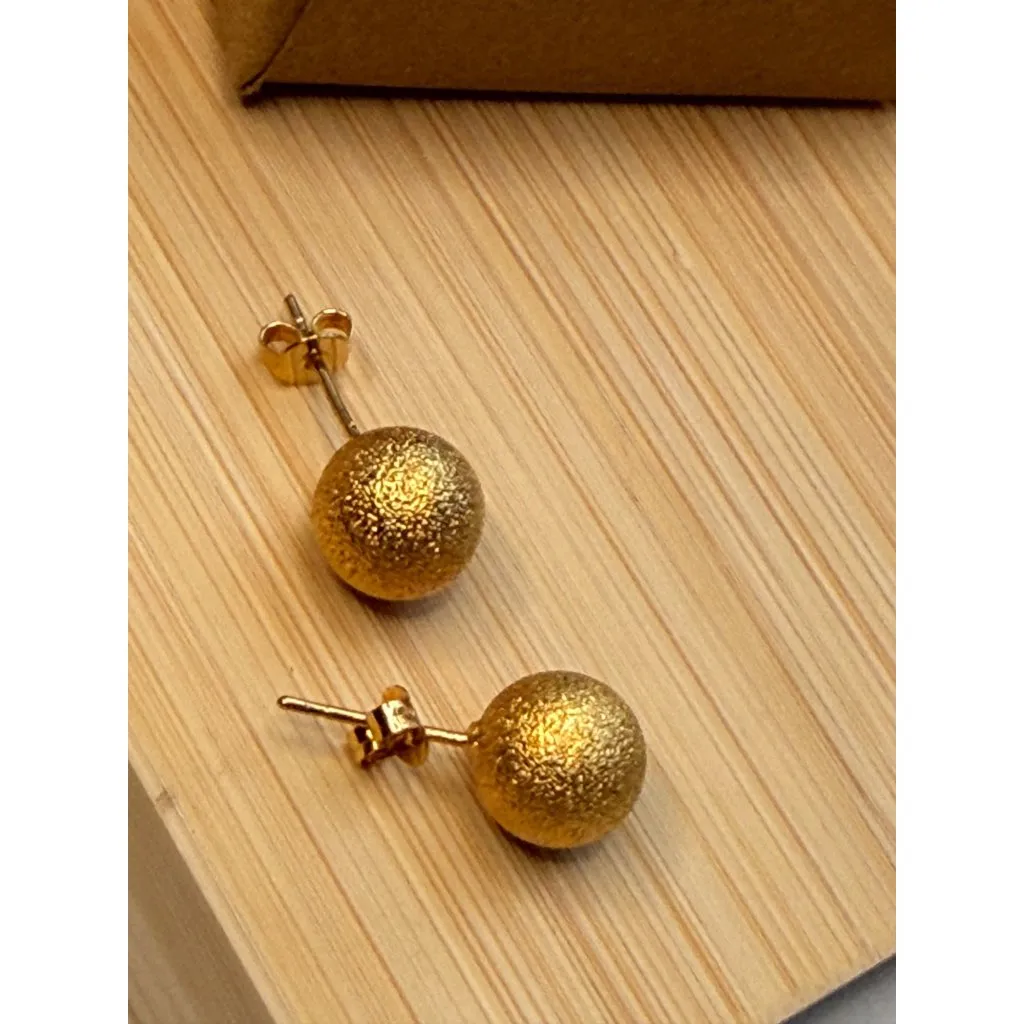 Gold Textured Ball Stud Earrings In Gift Box - Image 2