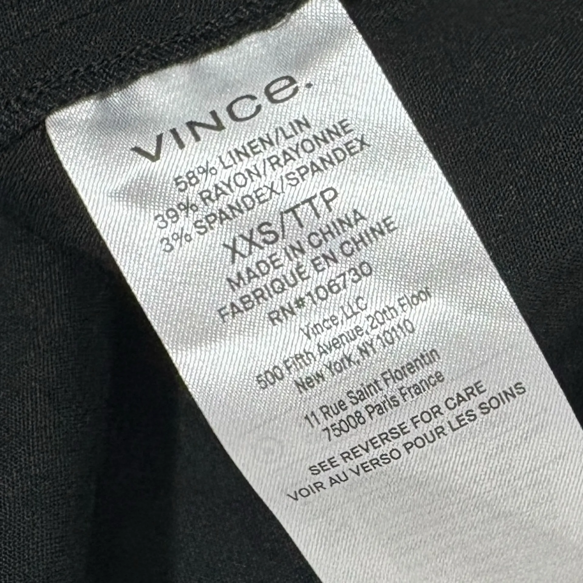 VINCE NWT $445 Relaxed V-Neck Pocketed Dress in Black XXS - Image 7