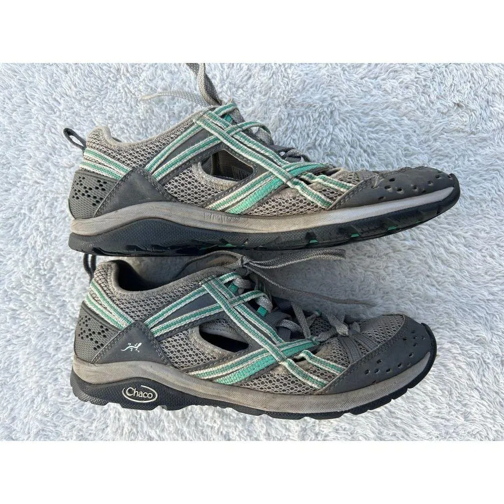 Chaco Sneakers 7 Gray Teal Open Hiking Outdoors Gorpcore - Image 6