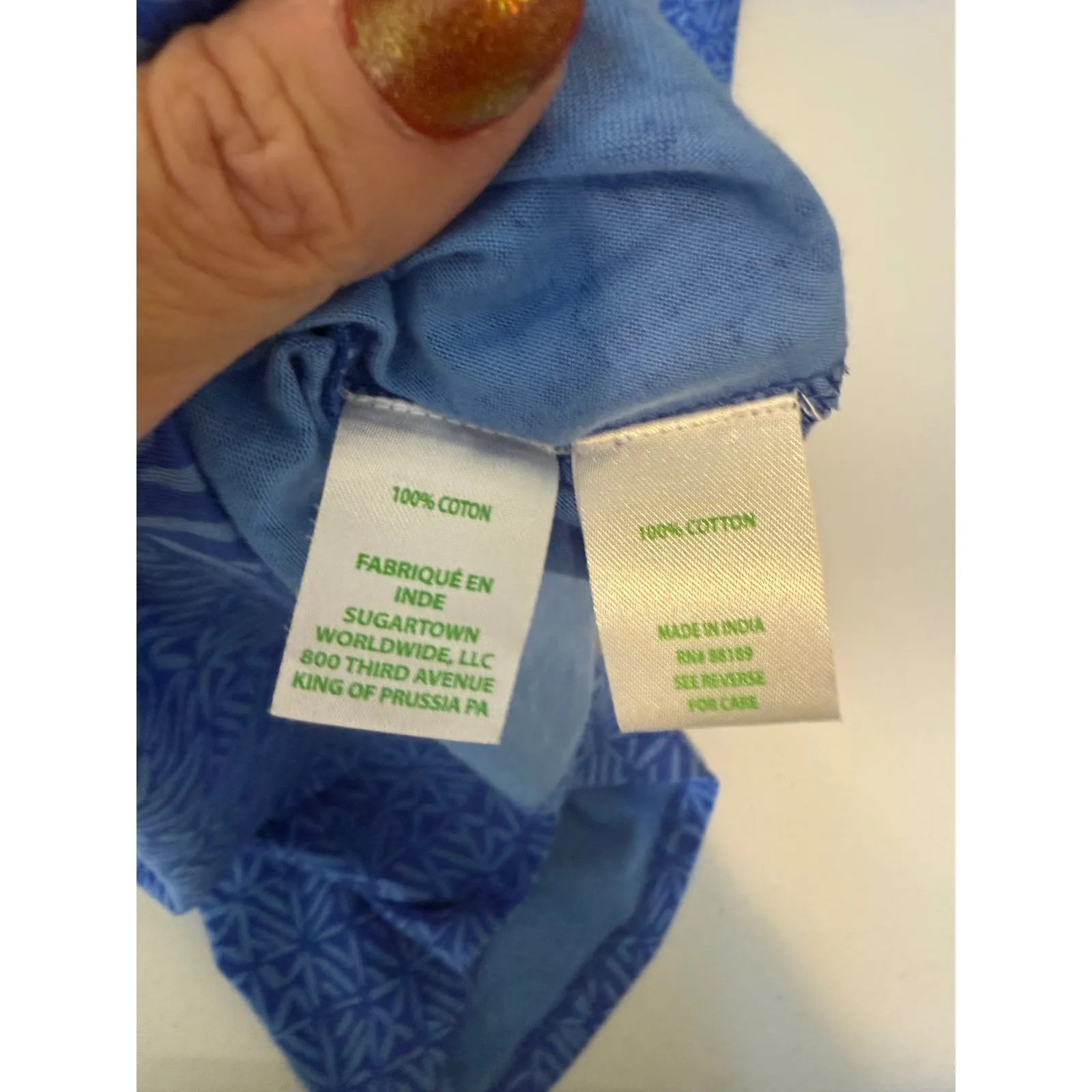 Lilly Pulitzer Blue Cotton Long Sleeve V-Neck Dress Geometric Print Medium Tunic - Image 2