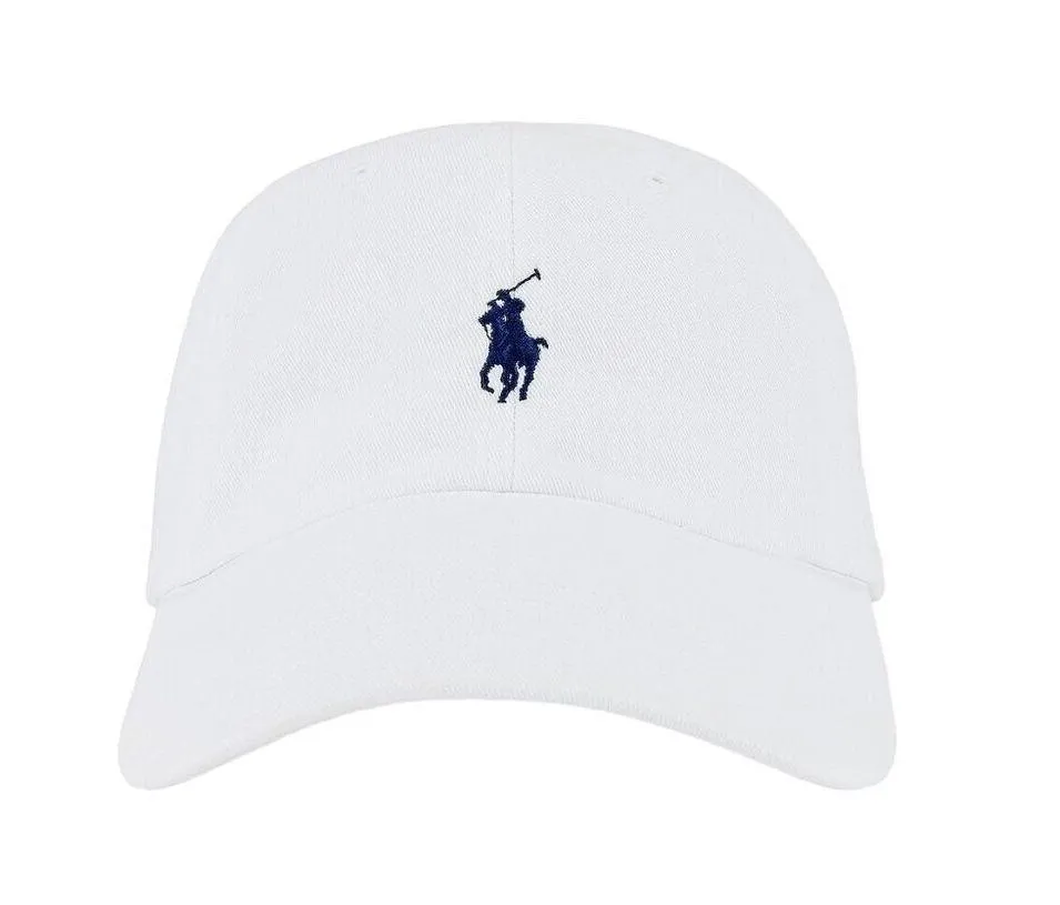 Polo Ralph Lauren Chino Cap in White & Marlin Blue One Size Unisex Hat Mens - Image 3