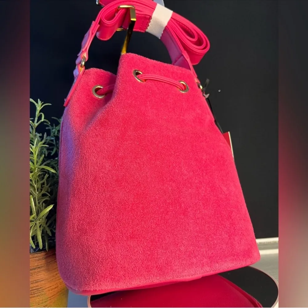 Juicy Couture Pink Suede Drawstring Bucket Bag NWT - Image 5