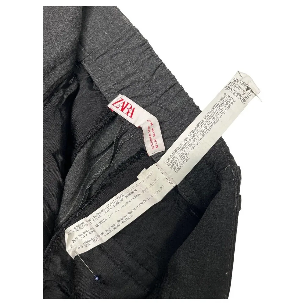 Zara Pants Womens 4 Pleated Slacks Slash Pocket Stretch Waist Band Career Gray - Image 9