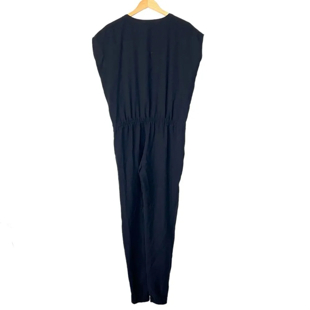 Vince  Zip Front Jumpsuit in Black, Drawstring Waist - Image 4