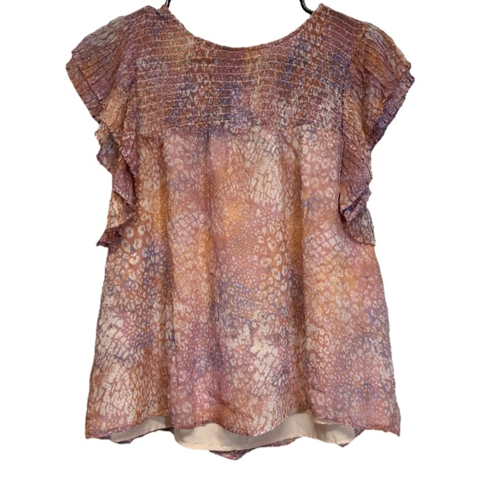 BB Dakota Dreams Are Made Of Tie Dye Short Sleeve Ruffle Top‎ Size M - Image 3