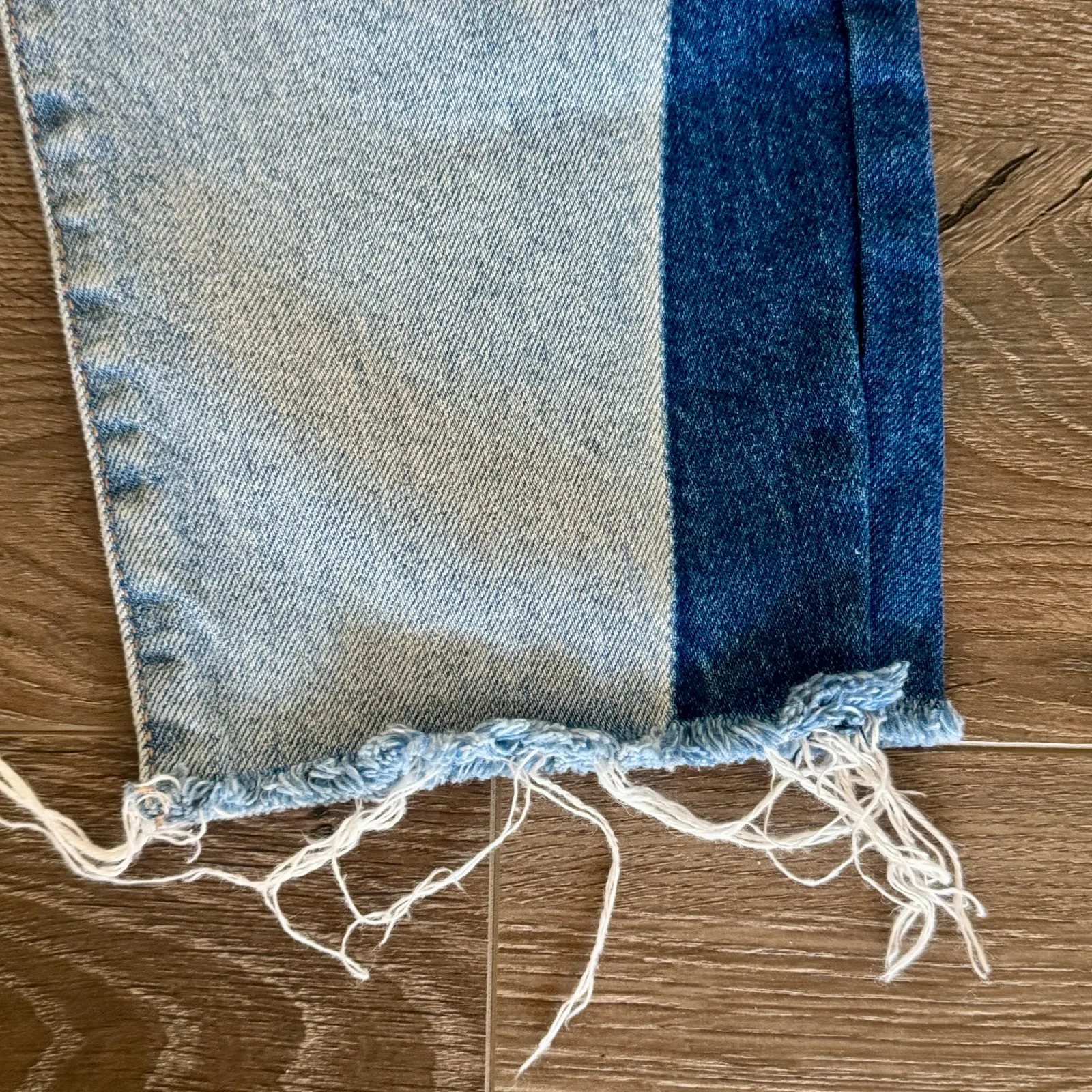 Pistola Charlie Two Tone Jeans Straight Colorblock Distress Raw Hem Sz 27 Grunge - Image 9