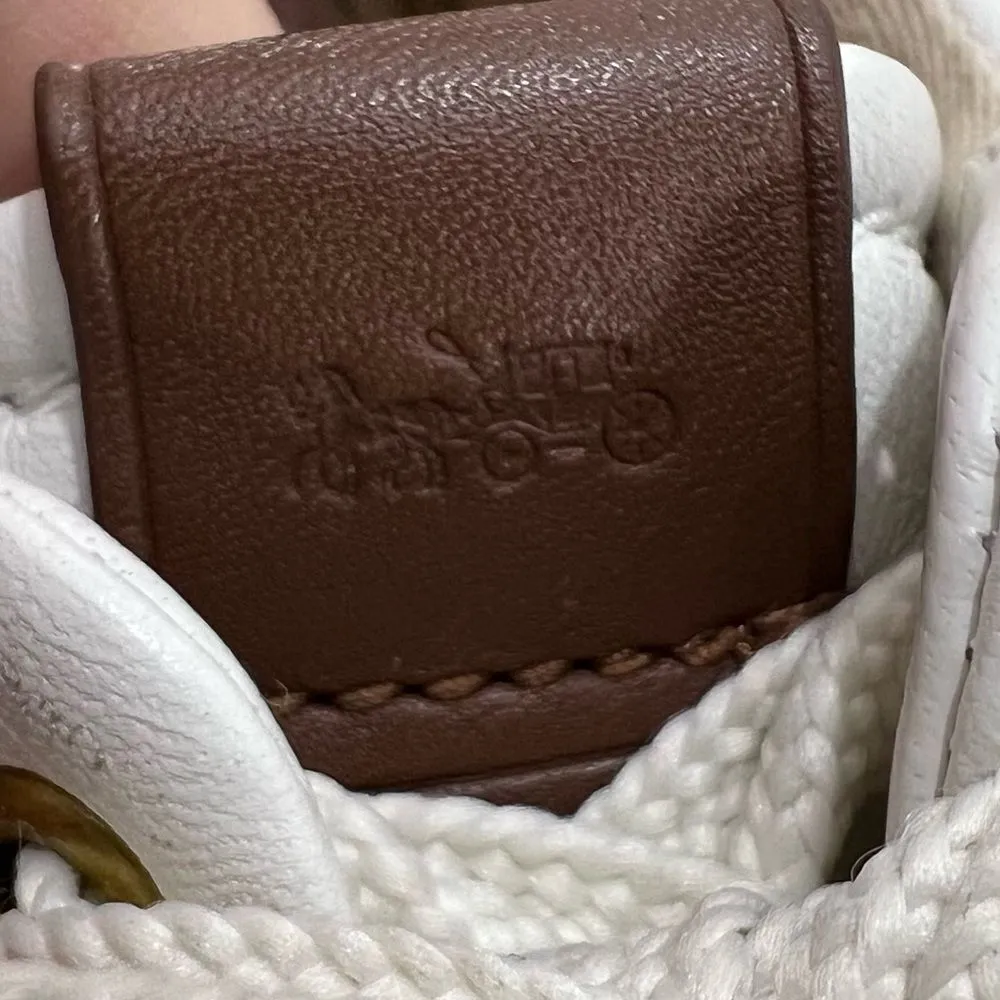 Coach C101 Low Top Espadrille Sneakers in White & Petal - Image 4