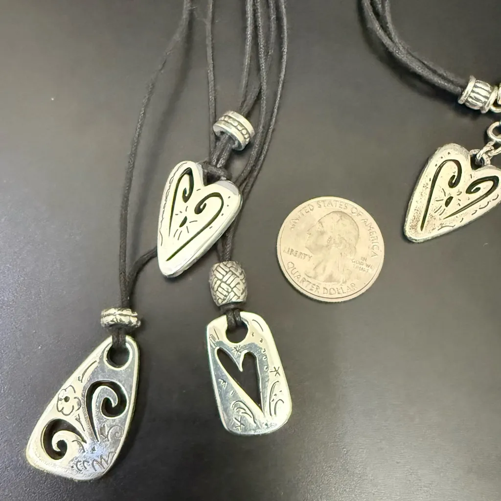 Retired BRIGHTON Brazilian Multi Cord Triple Heart Pendant Necklace - Image 8