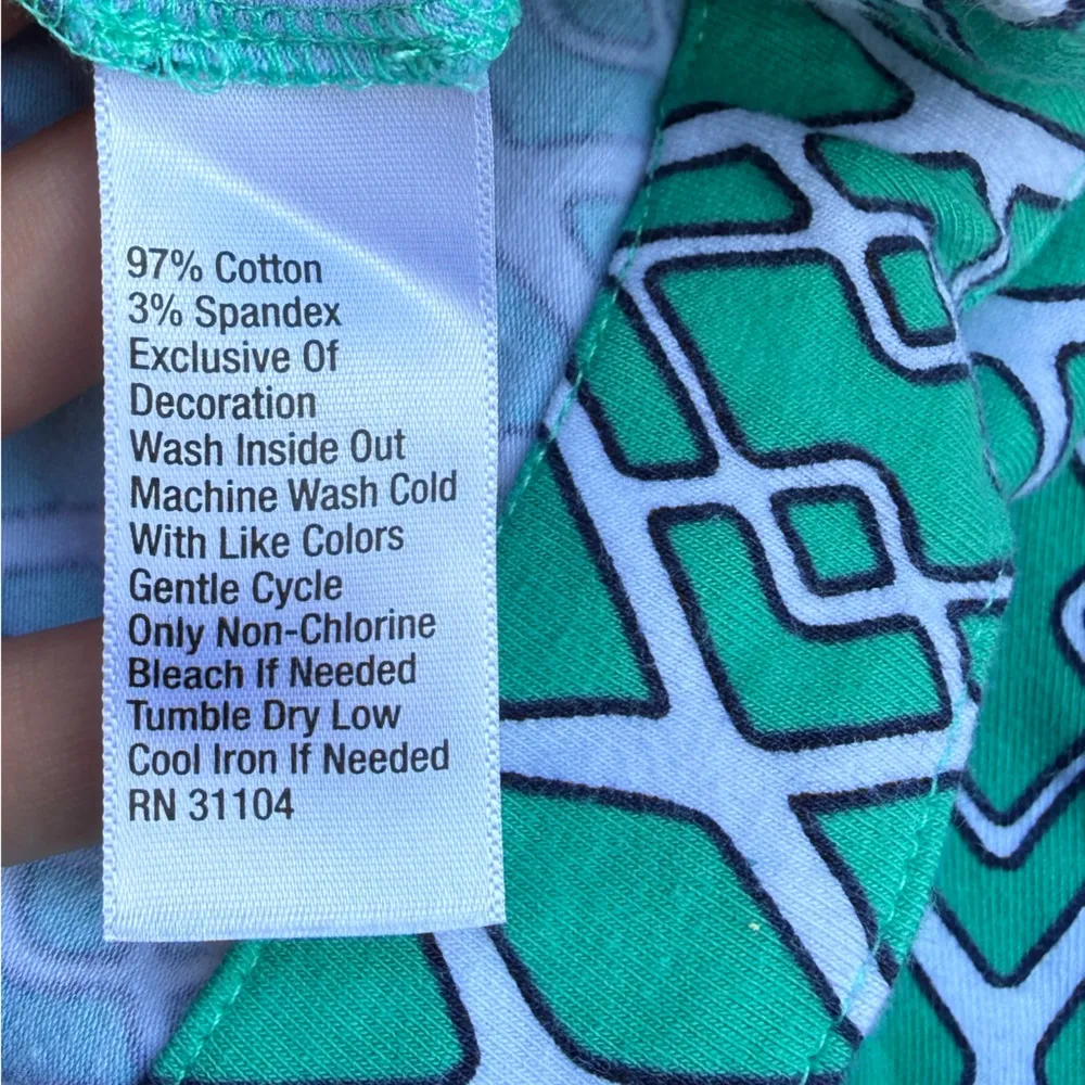 Crown & Ivy Green Geometric Shift Dress Small 3/4 Sleeve Cotton Blend Preppy - Image 8