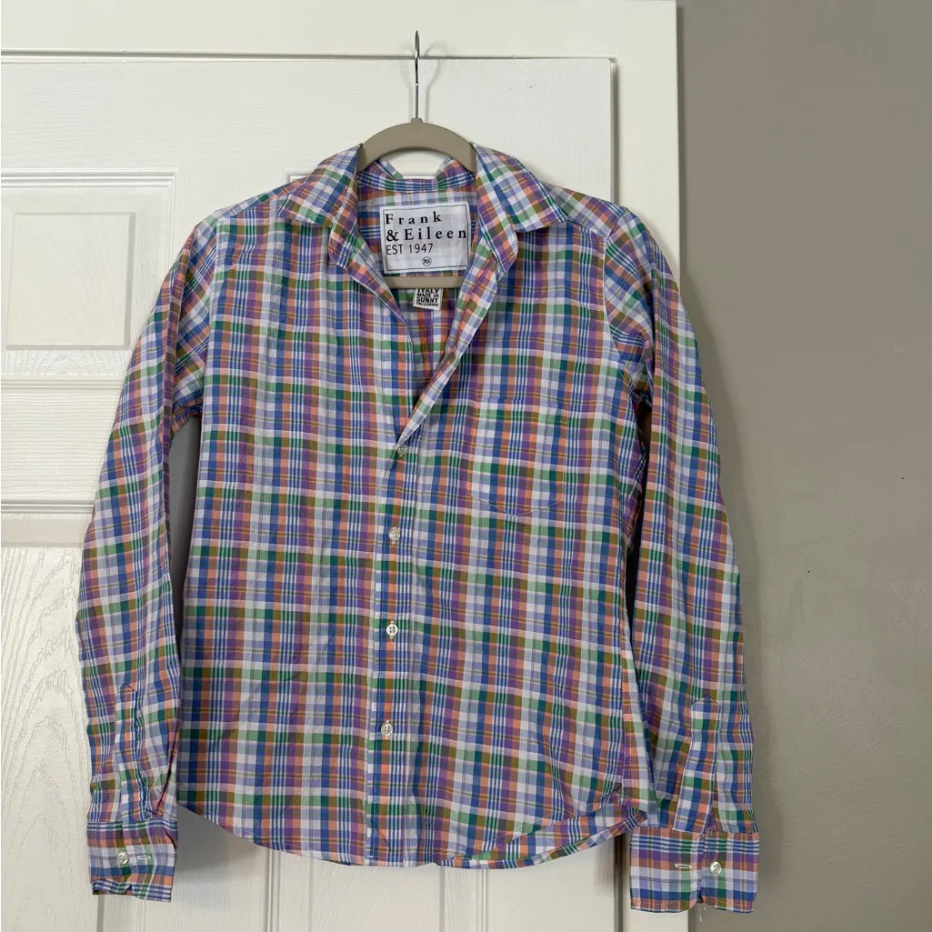 Frank & Eileen Barry Plaid Pastel Stripe Button Down Shirt Top - Image 2