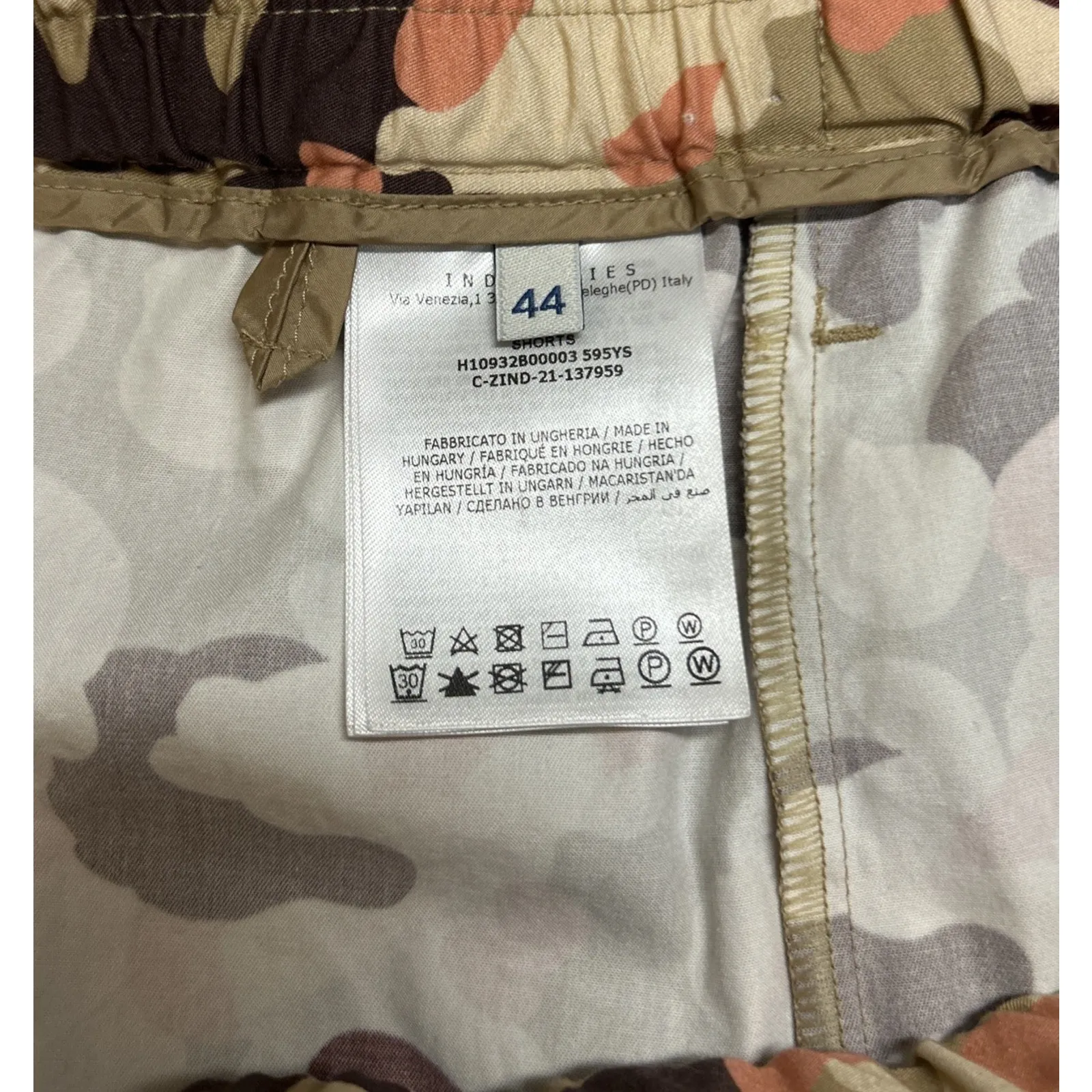 Moncler Women M Shorts Tan Pink Camouflage Cotton High Waist Drawstring IT 44 - Image 7