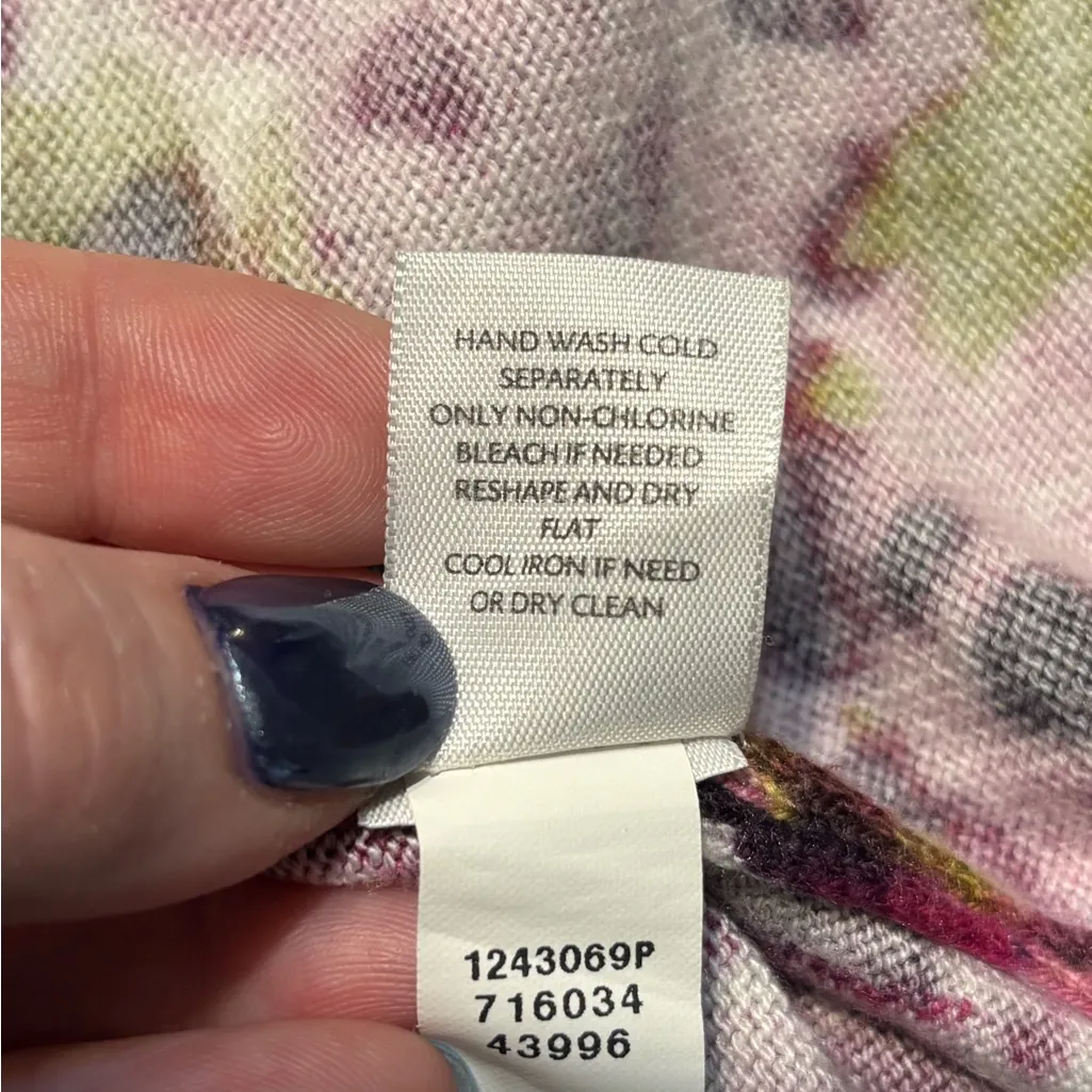 J Jill Long Sleeve All Over Floral Print Lightweight Sweater Women's Size Small Pink - Image 7